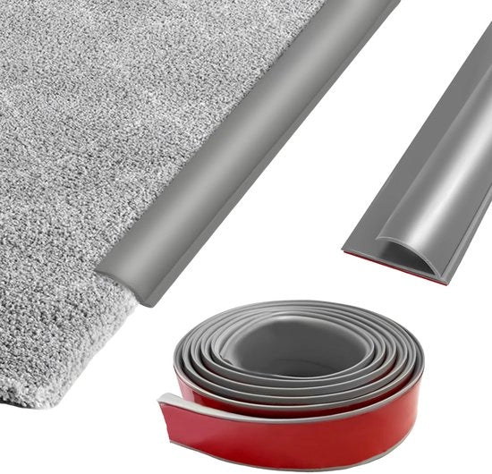 Strisce di allacciamento per tappeti: strisce di PVC flessibili, strisce di allacciamento autoadesive, strisce di allacciamento per pavimenti in piastrelle, tappeti e mattonelle (grigio 3 metri)