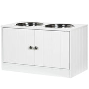 CIOTOLE PER CANI RIALZATE CON ARMADIETTO DA 44L E 2 CIOTOLE IN ACCIAIO, 60X30X35.5CM, BIANCO