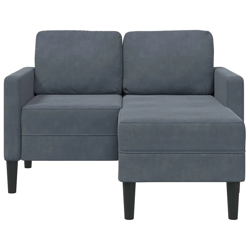 Divano 2 Posti con Chaise a L Grigio scuro 125 cm in Velluto 4107070