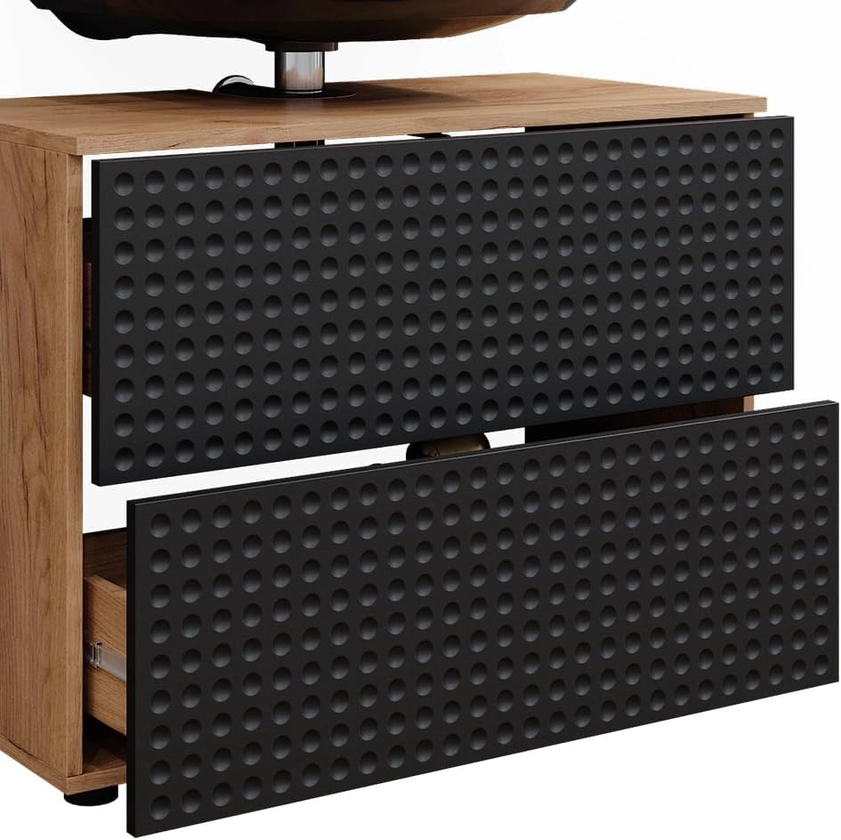 Set mobili bagno Irma, Antracite puntinato, 4 pezzi, con cassettiera e mobile midi