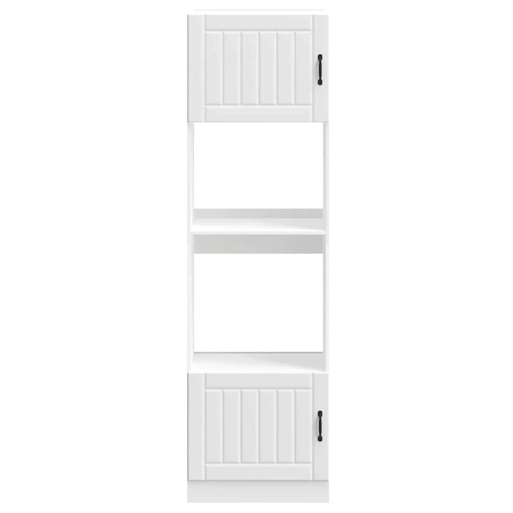 Set di 2 mobili forno classici 60 x 57 x 207 cm con piedini regolabili stile moderno legno ingegnerizzato bianco 02_0055706