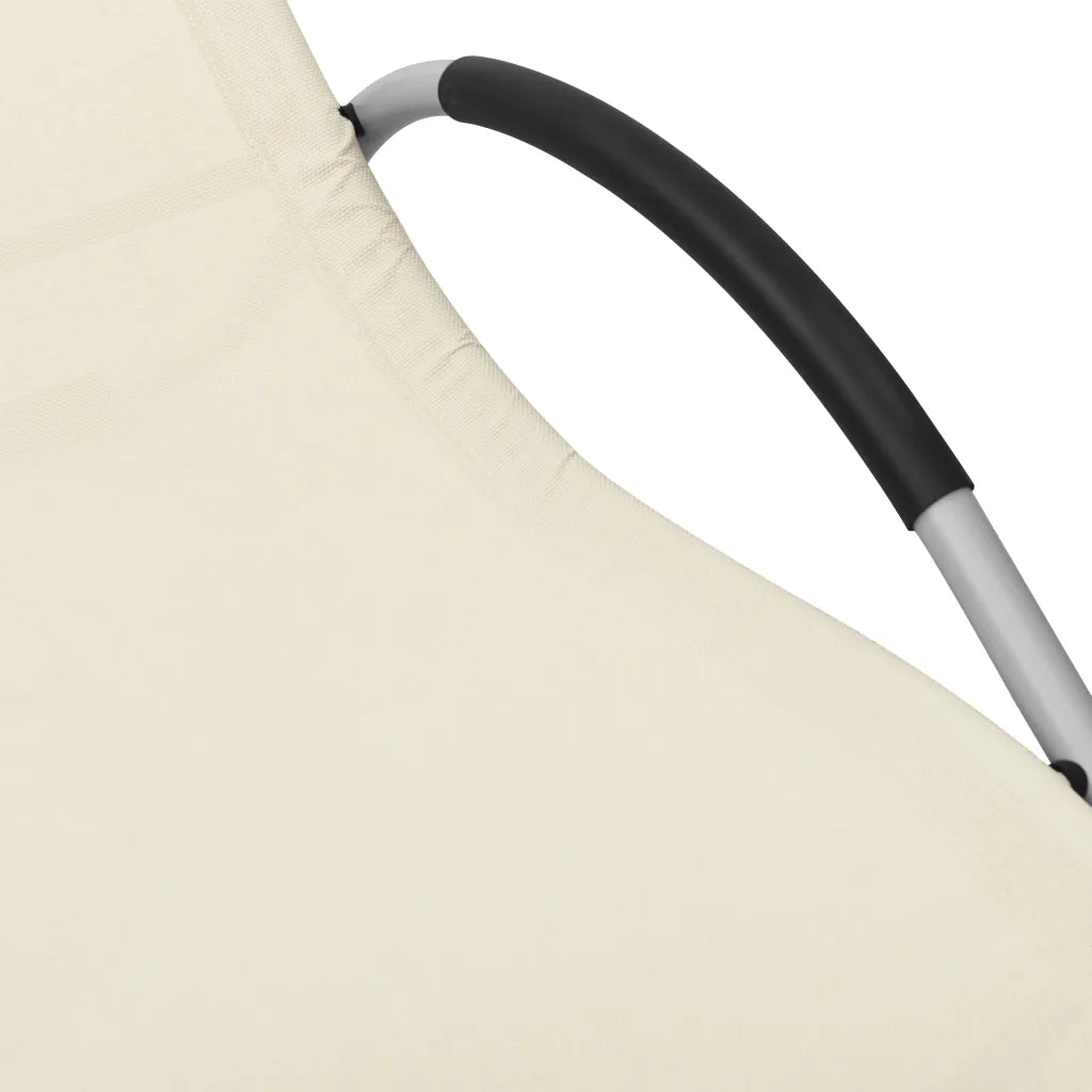 Lettino Prendisole in Textilene Crema e Grigio 310514