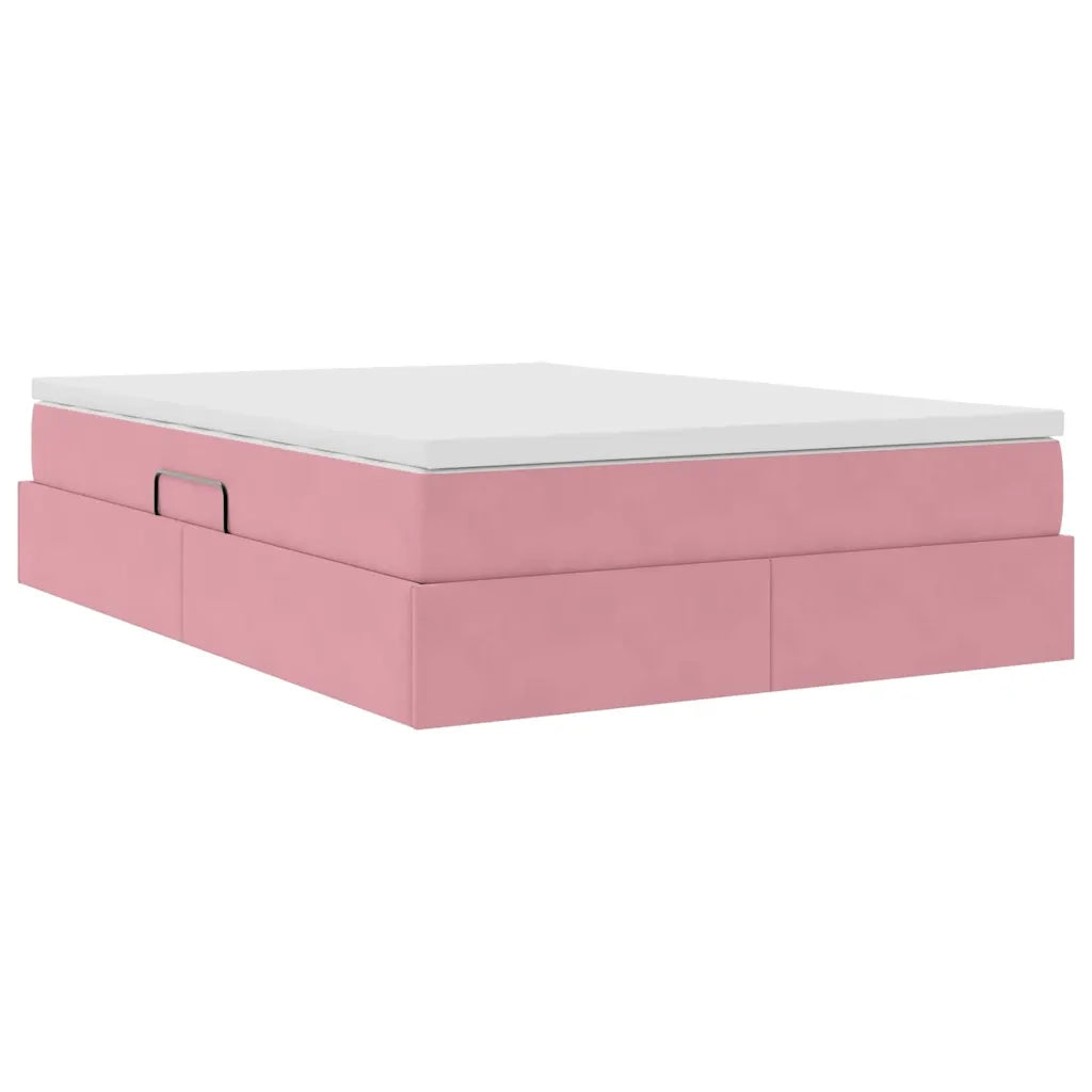 Letto con contenitore e materasso Rosa 140 x 200 cm Velluto 3370310