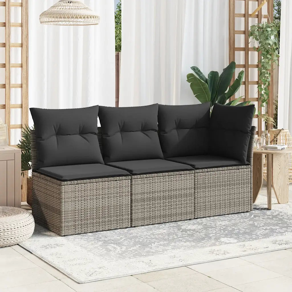 Divano da Giardino con Cuscini 3 Posti Grigio in Polyrattancod mxl 111238