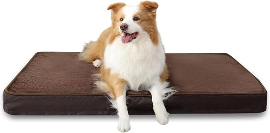 Letto per cani ortopedico per grandi cani - copertura idrorepellente rimovibile - antiscivolo - lavabile - cuscino per cani in flanella di lusso - comodo - marrone - 120 x 75 x 10 cm
