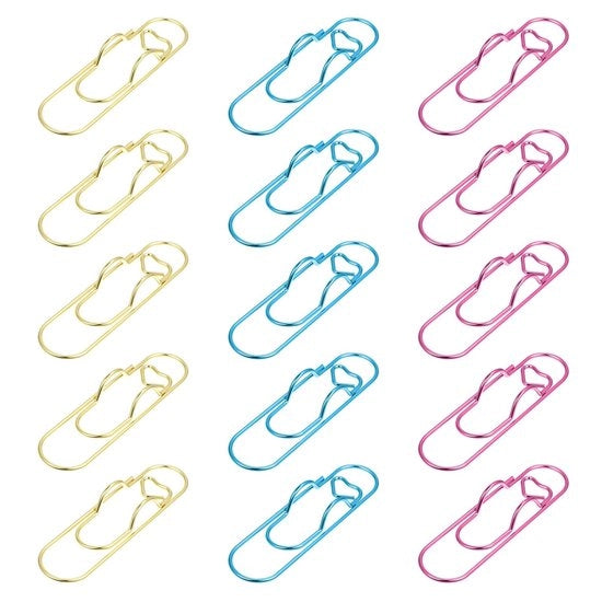 Penne per notebook, 15 pezzi, clip metallica per quaderni, libri, riviste e calendari, articoli scolastici (oro, rosa, blu)