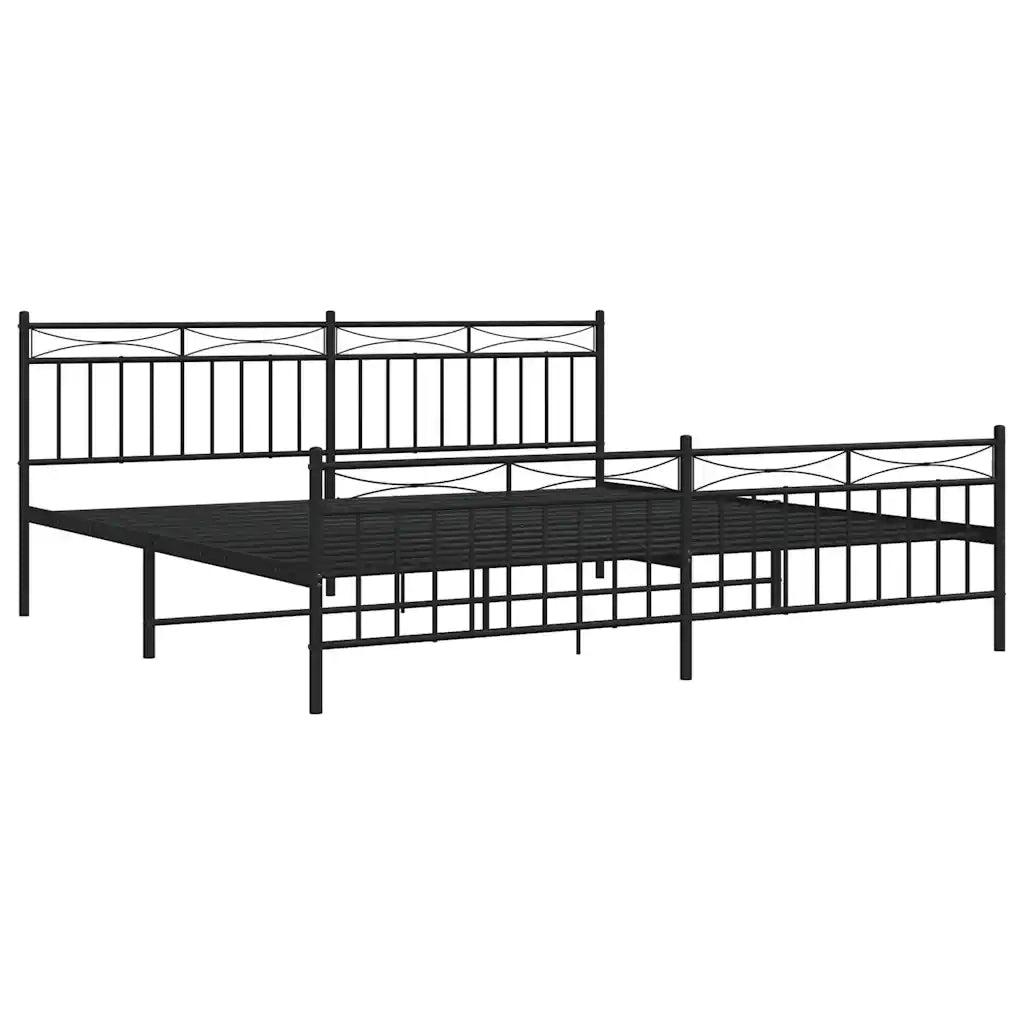Giroletto con Testiera e Pediera-Struttura Letto Metallo Nero 193x203 cm 504027