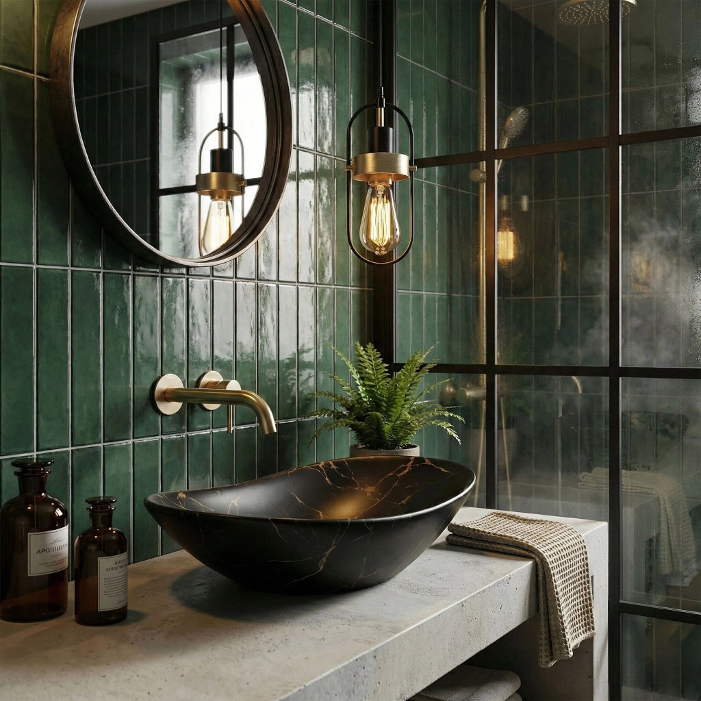 Lavabo Da Appoggio Rea Royal 60 Black Marble Mat