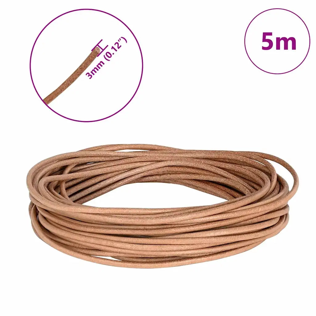 Cordino in Pelle Marrone Ø3 mm x 5 m Pelle 42022024