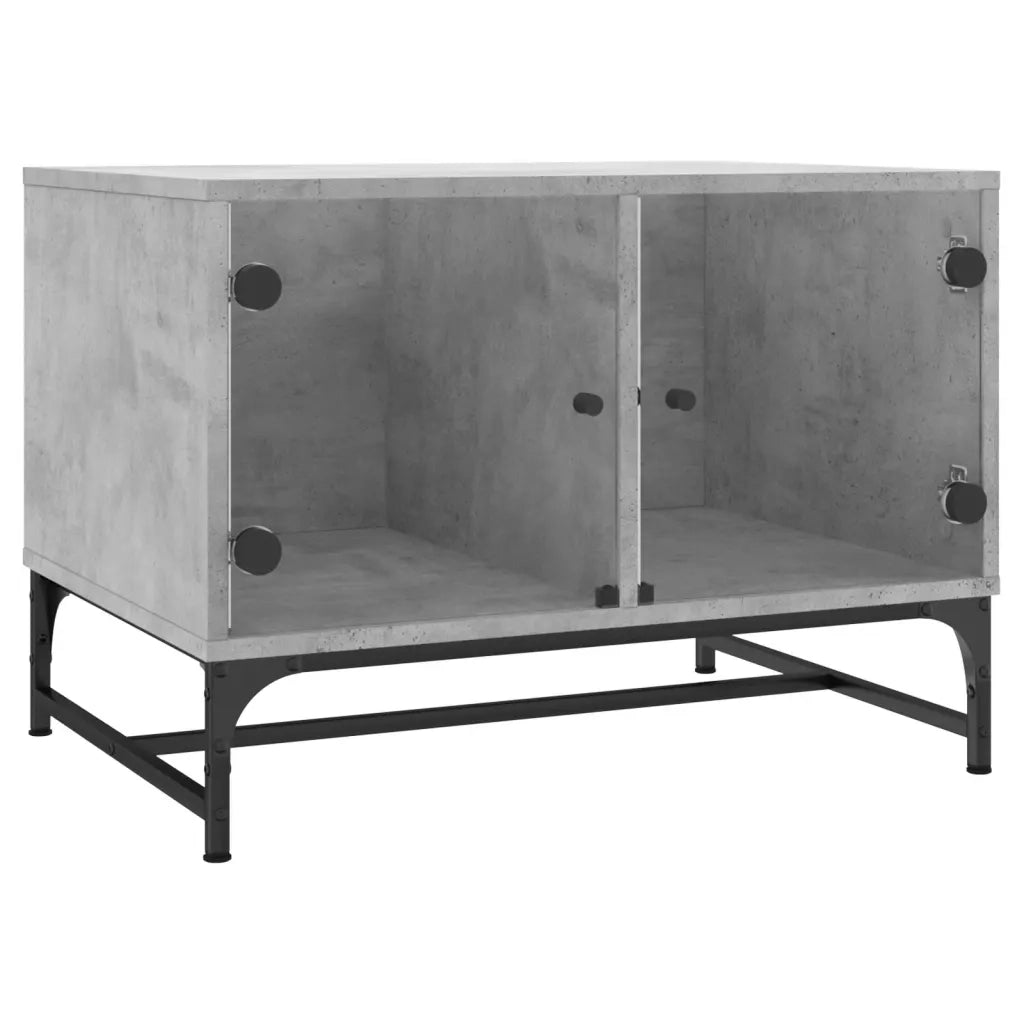 Tavolino Salotto con Ante in Vetro Grigio Cemento 68,5x50x50 cmcod mxl 87148