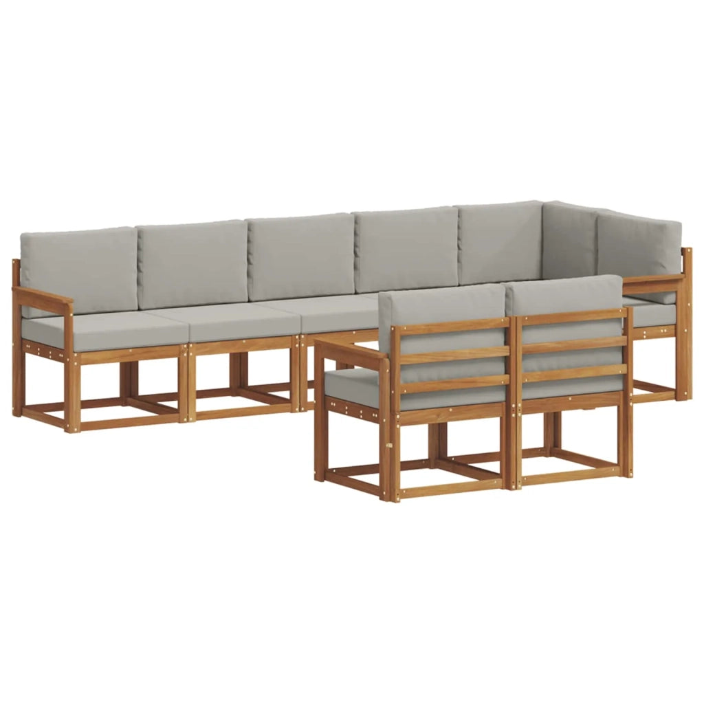 Set di divani da esterno 8 pcs Grigio Naturale e Chiaro 3366559