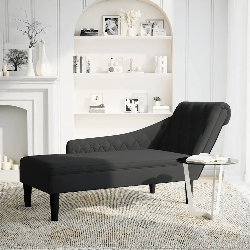 Sdraio con Cuscino e Bracciolo Destro in Tessuto Nero CFW1838791