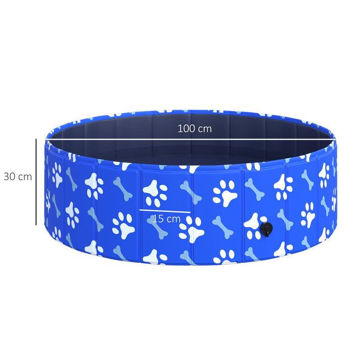 Piscina Rigida per Cani Taglia Piccola 35 Kg Ø100x30 cm in PVC e Truciolare Blu