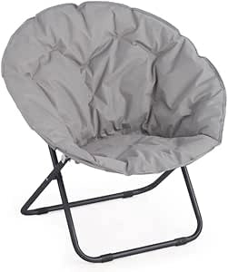 Poltrona da Giardino Pieghevole 82x35x82 cm Moon in Acciaio e Poliestere Grigio