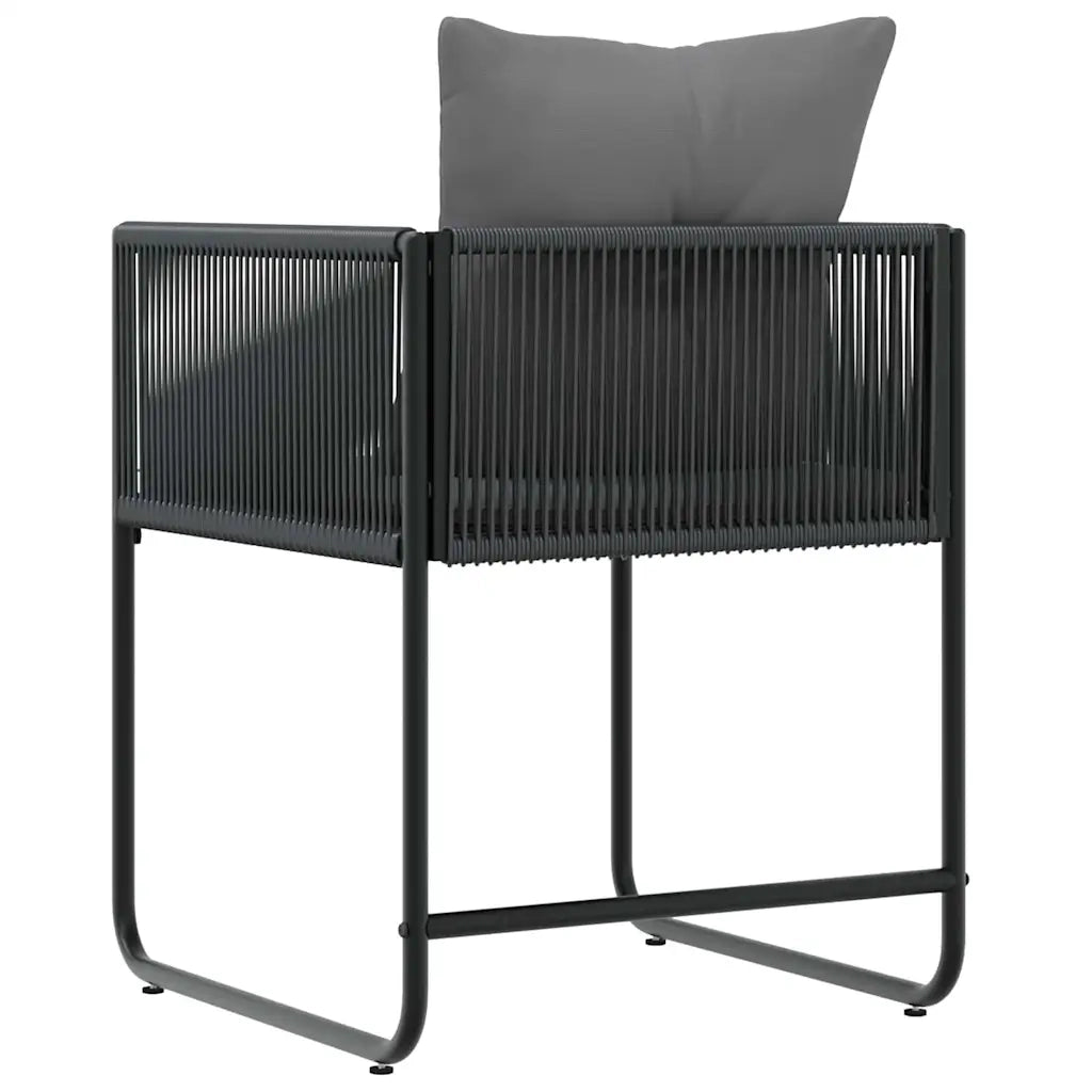 Sedia con cuscino 4 pcs Nero e antracite Rattan in PE 42003027