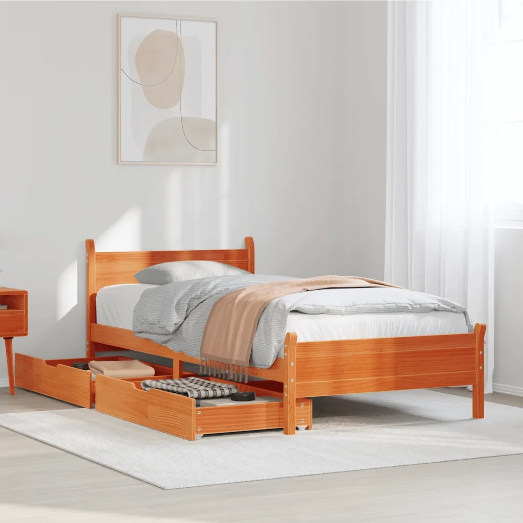 Letto senza Materasso Marrone Cera 75x190 cm in Legno di Pino 3309796