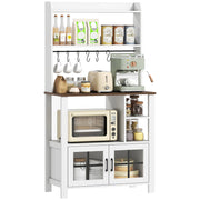 Armadio Cucina con Ante Vetro e Ripiani ¨C Zephmum ¨C 80x40x152 Bianco