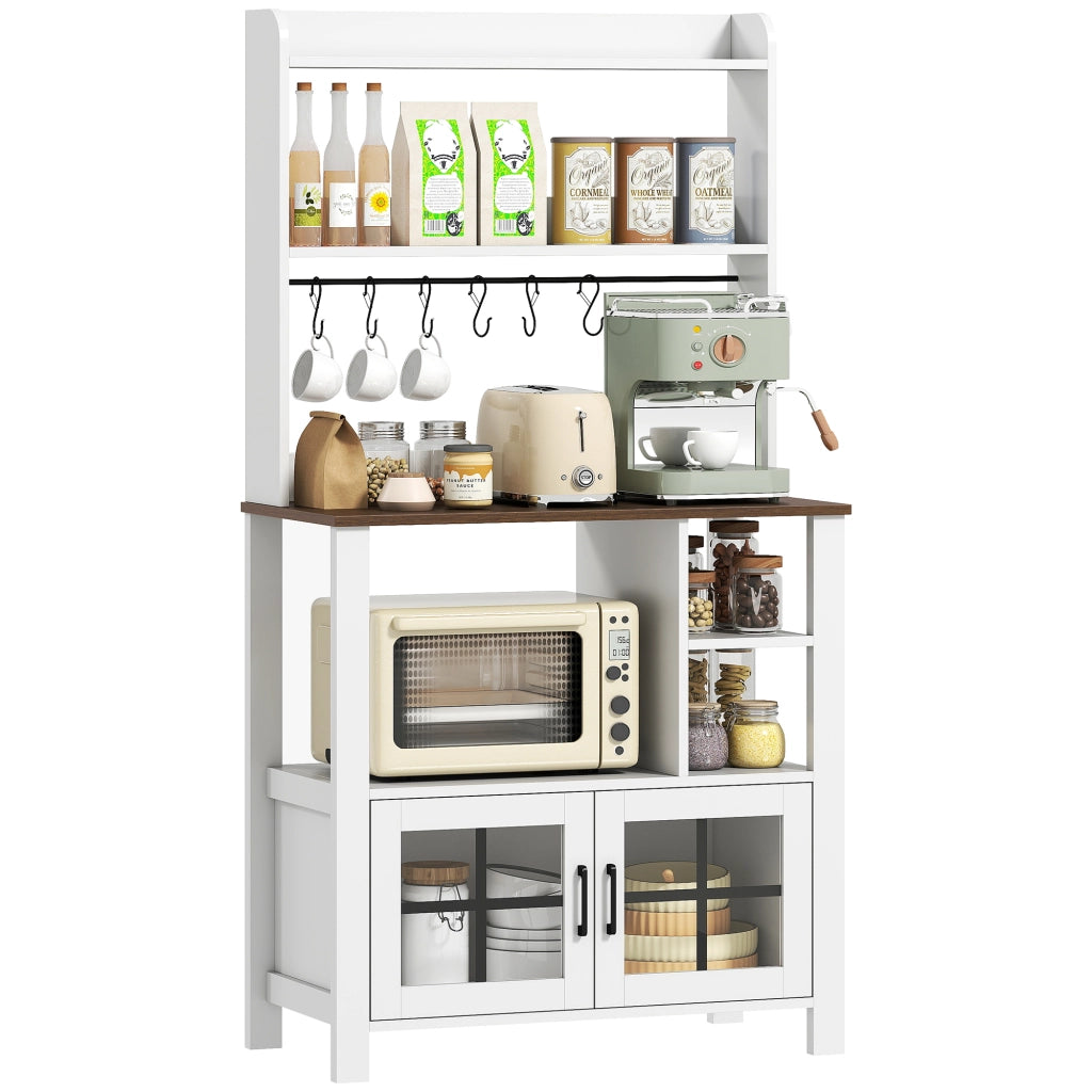 Armadio Cucina con Ante Vetro e Ripiani ¨C Zephmum ¨C 80x40x152 Bianco