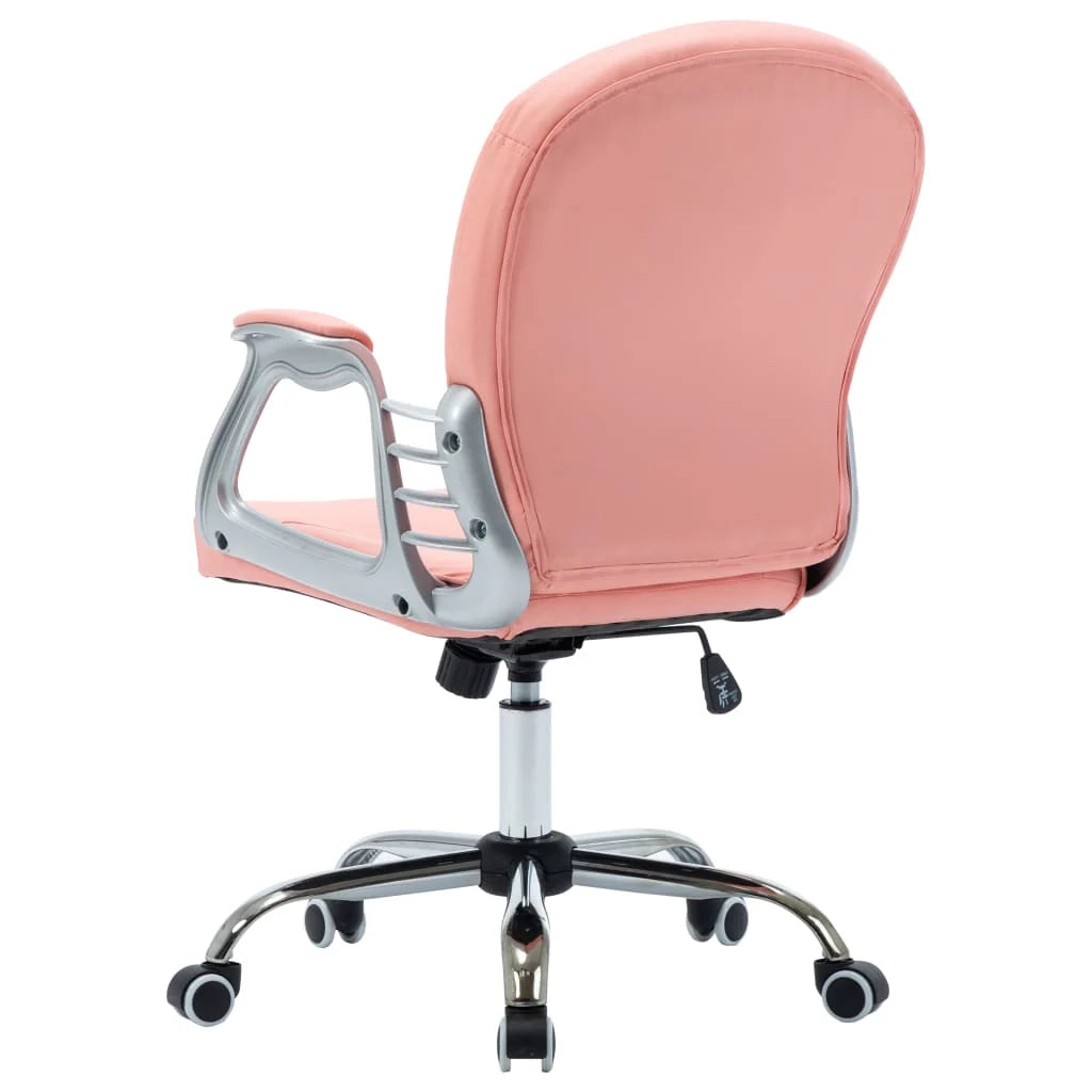 Sedia girevole da ufficio/sedia da studio/sedia da computer/sedia sgabello in similpelle rosa 02_0024056