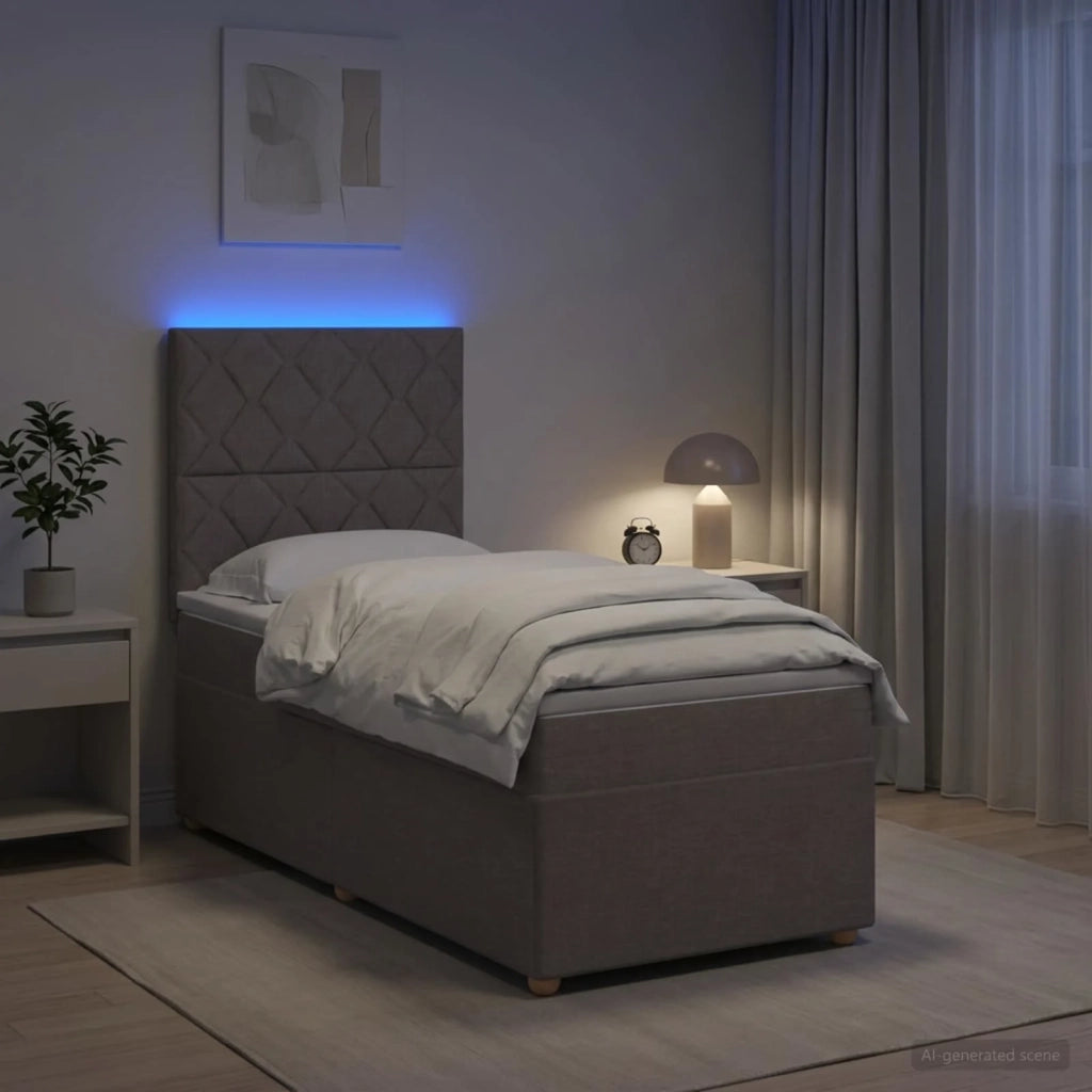 Letto box spring con materasso Tortora 90 x 200 cm Tessuto 3455270