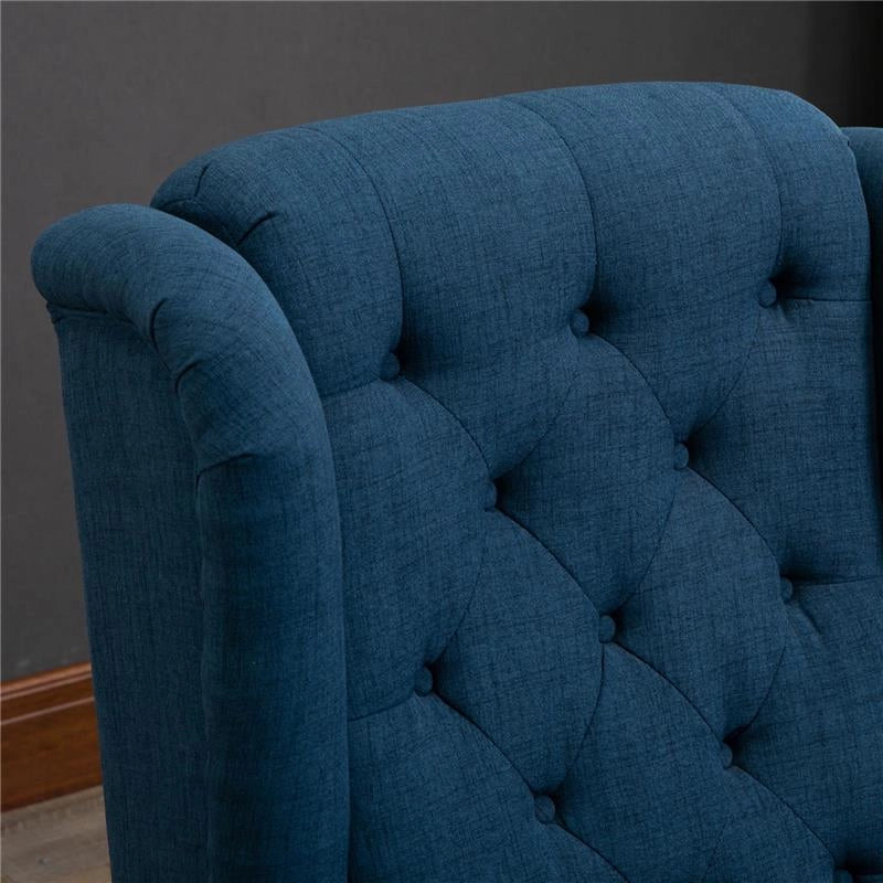 POLTRONA PER SALOTTO IN STILE FRANCESE CON SEDUTA IMBOTTITA E CUSCINI IN POLIESTERE 74X86X102 CM BLU
