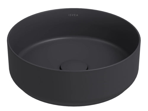 Lavabo tondo da appoggio senza troppo pieno in ceramica senza foro rubinetto - Antracite Opaco
