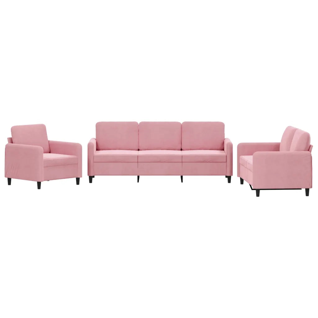 Set di Divani 3 pz Rosa in Velluto 3201937