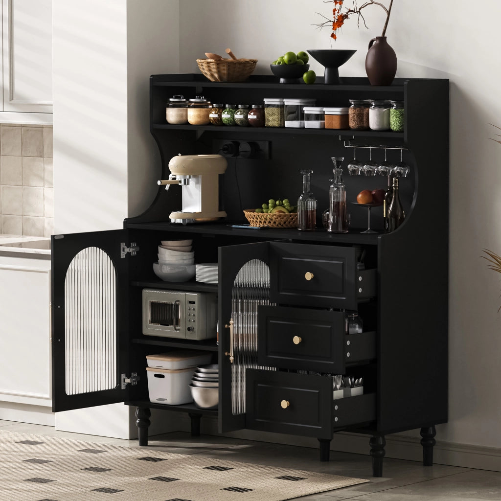 Armadio da cucina con prese e cassetti - Zephmum- Ripiani regolabili, porta bicchieri
