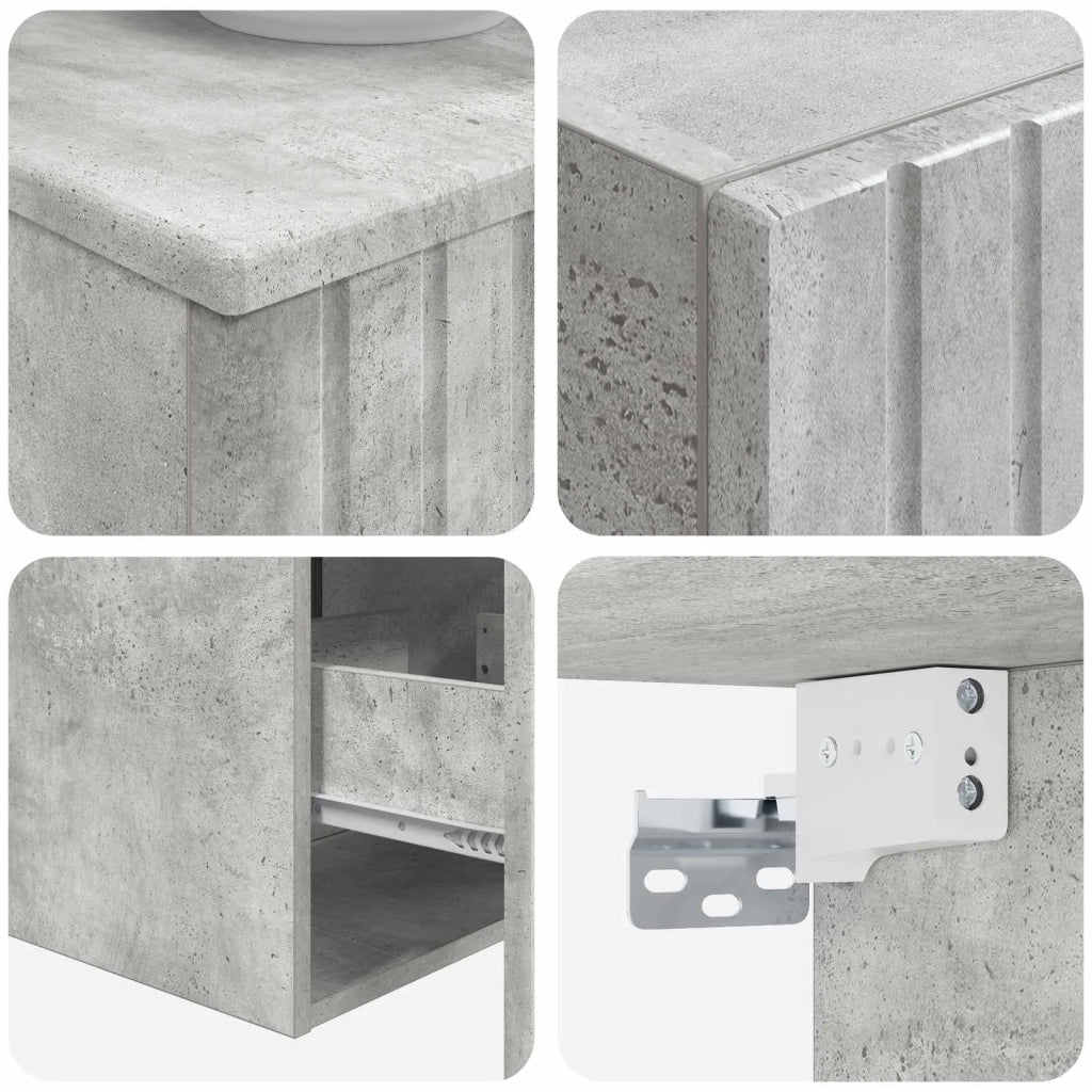 Set di mobili per il bagno 3 pz Grigio Cemento 3406086