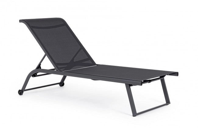 Set 2 Lettini Prendisole da Giardino 70x182x91,5h cm con Ruote Taylor Grigio Scuro e Antracite