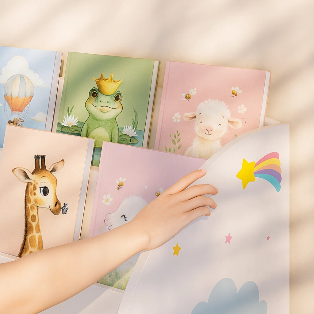 Scaffale per Cameretta Lysekil con Portalibri e Scatole 100x93x30 cm Design Unicorno [en.casa]