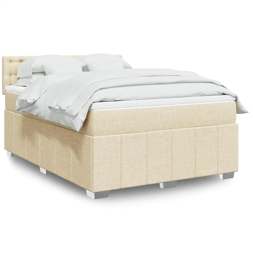 vidaXL Giroletto a Molle con Materasso Crema 140x19 cm in Tessuto