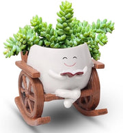 Bacino Fiorito con Viso - Sedile Oscillante - Decorazione Giardino