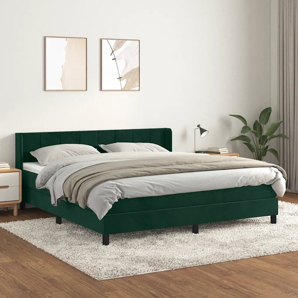 Giroletto a Molle con Materasso Verde Scuro 160x200 cm Vellutocod mxl 122469