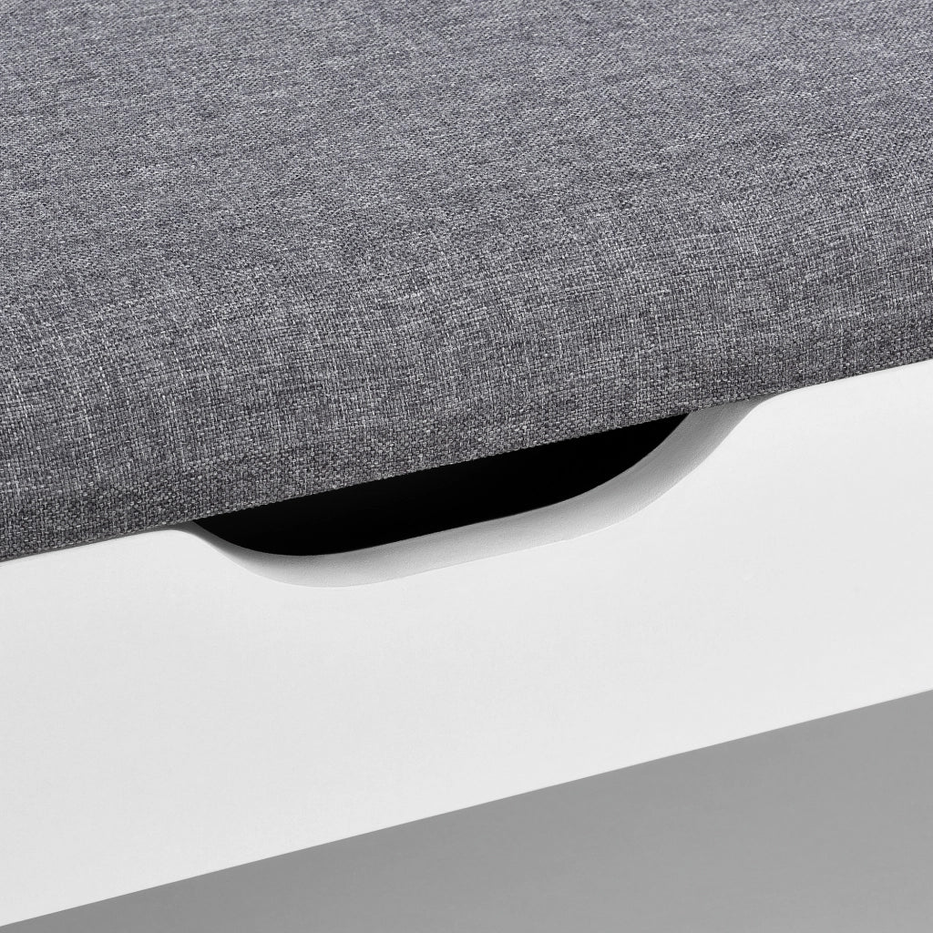 Panchina Portascarpe con Seduta Apribile (AxLaxP) 46 x 60 x 30 cm Panca da Ingresso/Corridoio Mobiletto con Seduta Imbottita, Contenitore e 2 Ripiani - Bianco/Grigio
