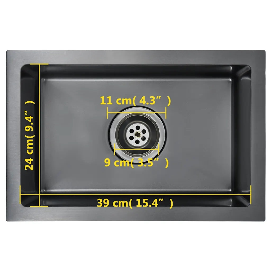 Lavello da Cucina Lavorato a Mano Nero in Acciaio Inox 145082