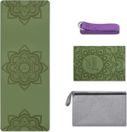 Mat di yoga, 1 & 1,5 mm, mat di yoga pieghevole, morbido, leggero, ecologico, asciugabile, con tas di trasporto, cinturino, trasportabile, mat di fitness, materiale imitante lo suède e gomma naturale, mat di yoga per uso esterno.