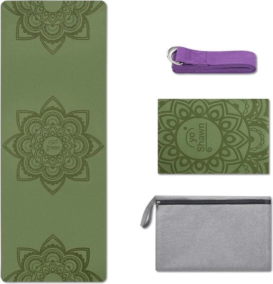 Mat di yoga, 1 & 1,5 mm, mat di yoga pieghevole, morbido, leggero, ecologico, asciugabile, con tas di trasporto, cinturino, trasportabile, mat di fitness, materiale imitante lo suède e gomma naturale, mat di yoga per uso esterno.