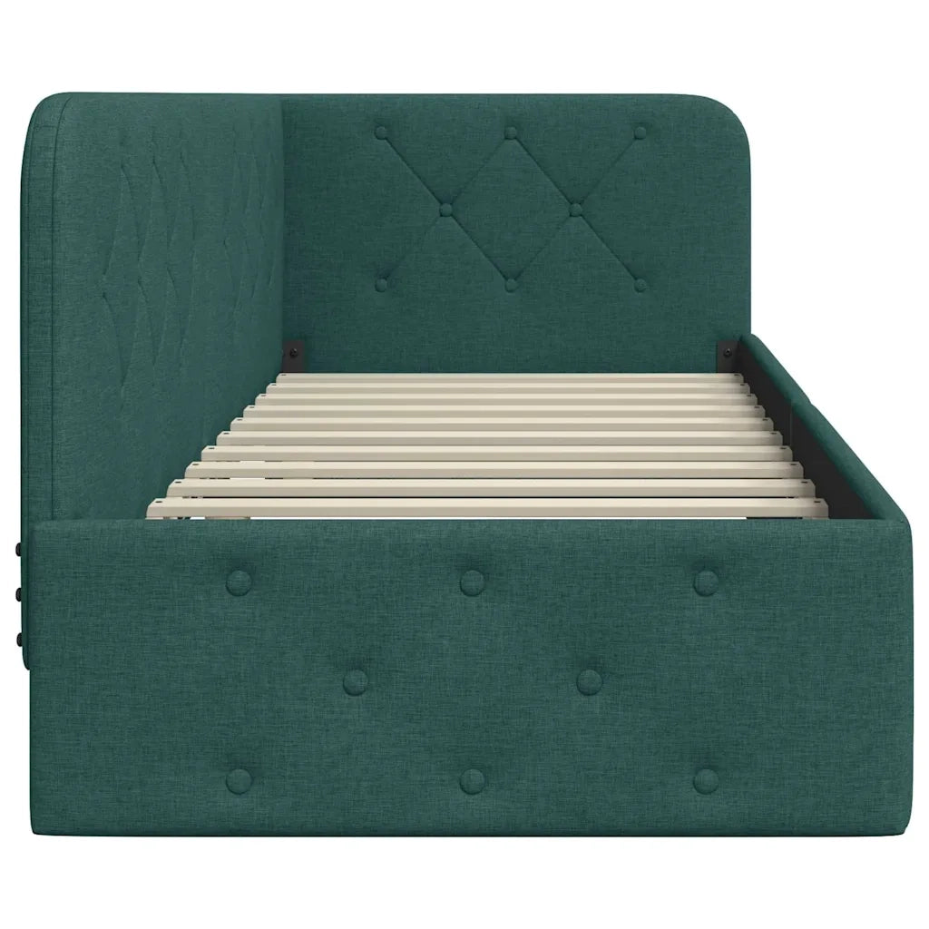 Cornice del letto ad angolo Verde Scuro 80 x 200 cm Tessuto