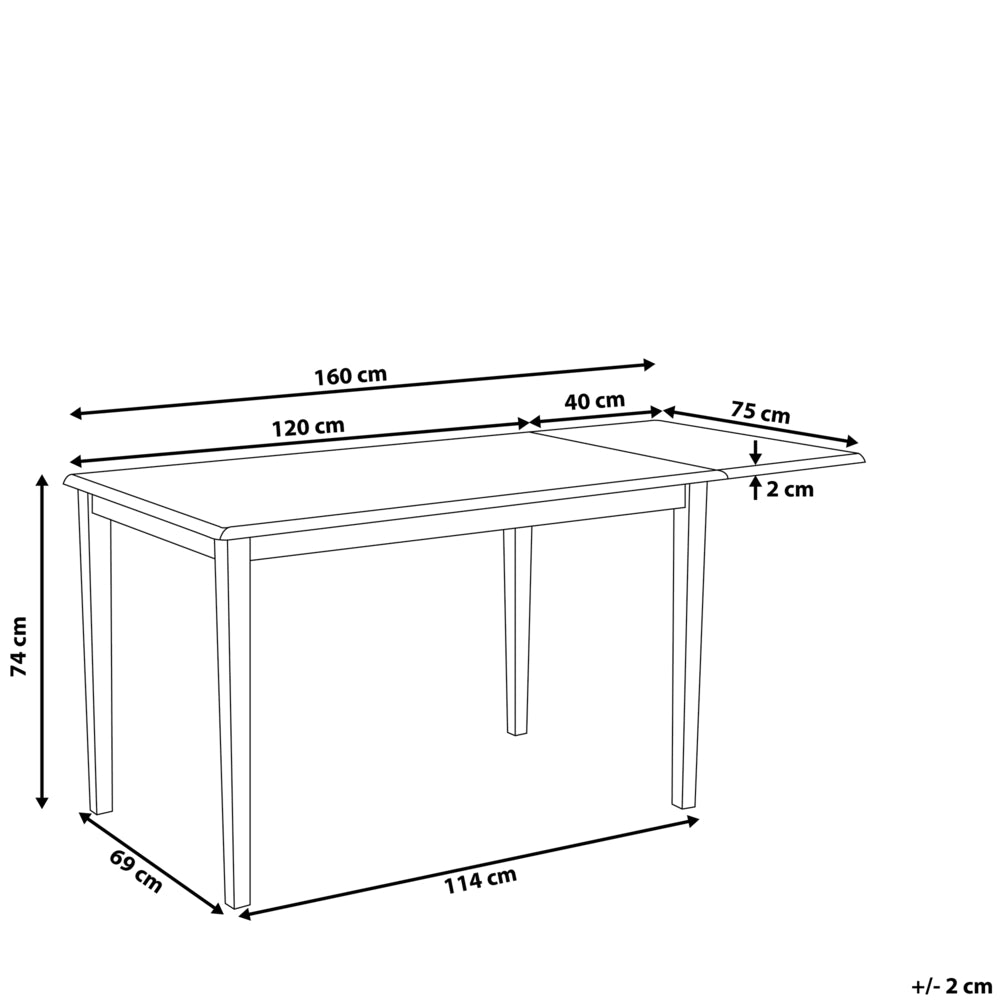 Tavolo da Pranzo in marrone chiaro Allungabile Gambe Bianche 75 x 119 cm sala da pranzo