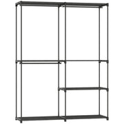 Armadio Guardaroba con 2 Aste e 4 Ripiani 142x43x185 cm in Tessuto Plastica e Acciaio Nero