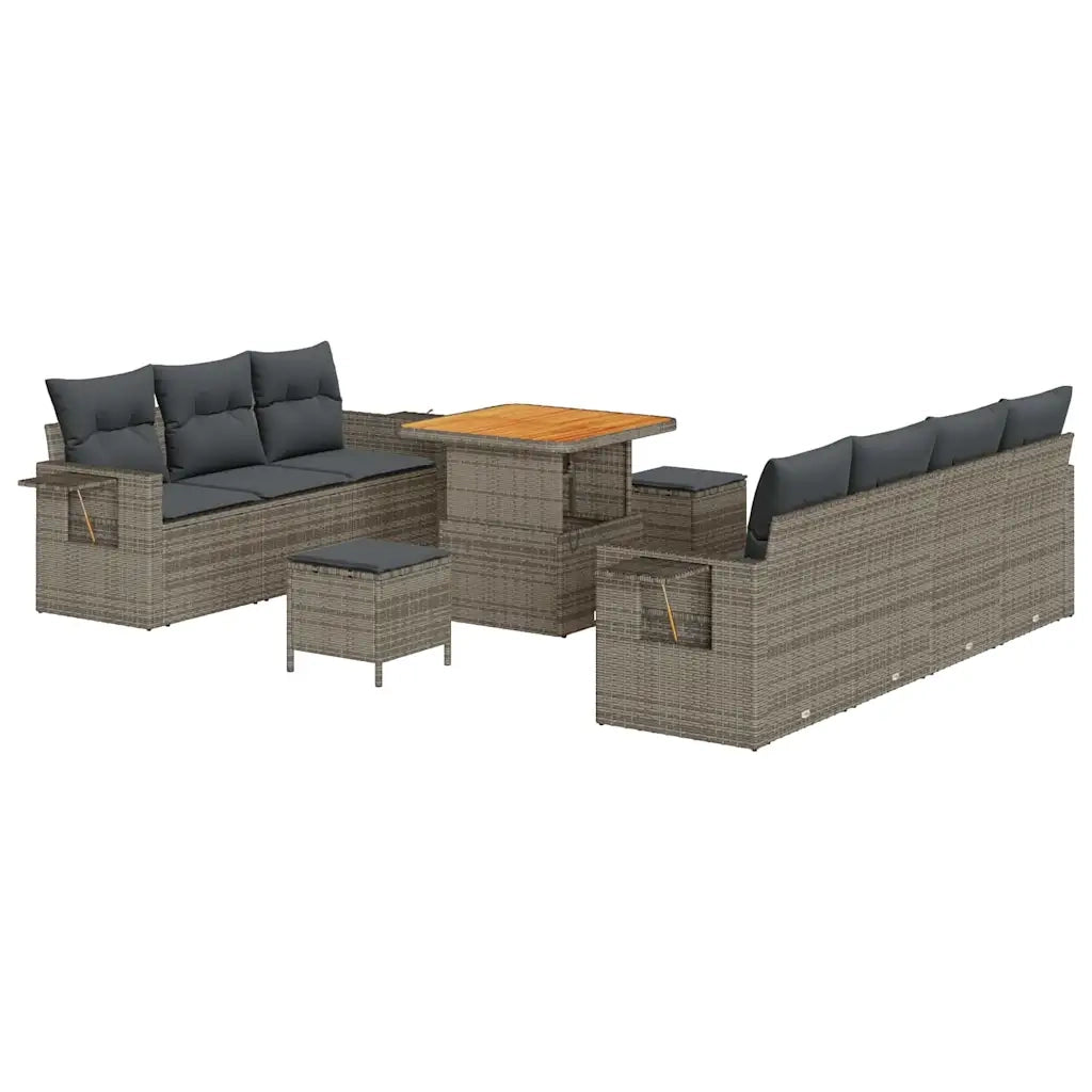 Set Divano da Giardino con cuscino 10 pcs Grigio 3363658