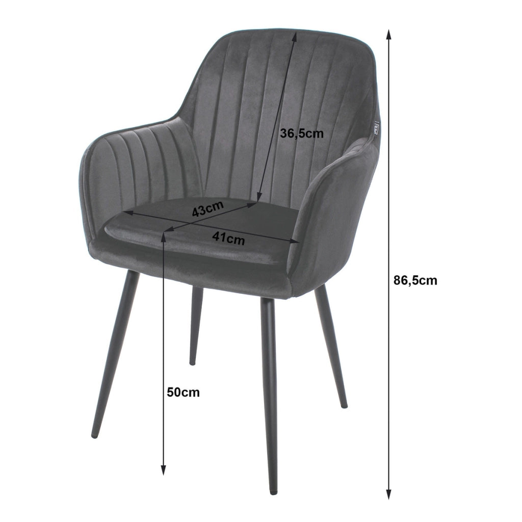 Set di 2 sedie LUGO in velluto beige con gambe nere