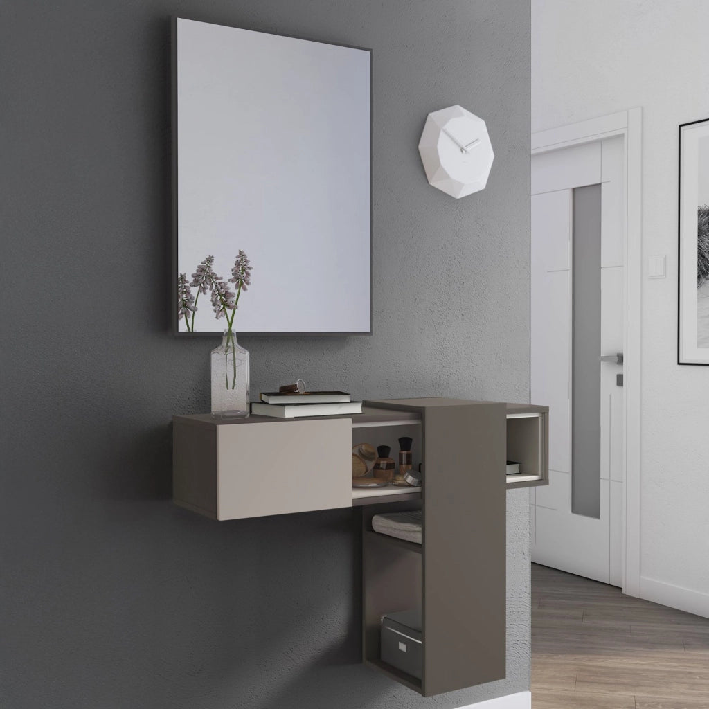 Daba, Mobile da Ingresso Specchio Incluso, 100x31x75h cm Grigio