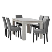 Tavolo da soggiorno/sala da pranzo con 6 sedie 140 cm bianco/grigio 03_0004032