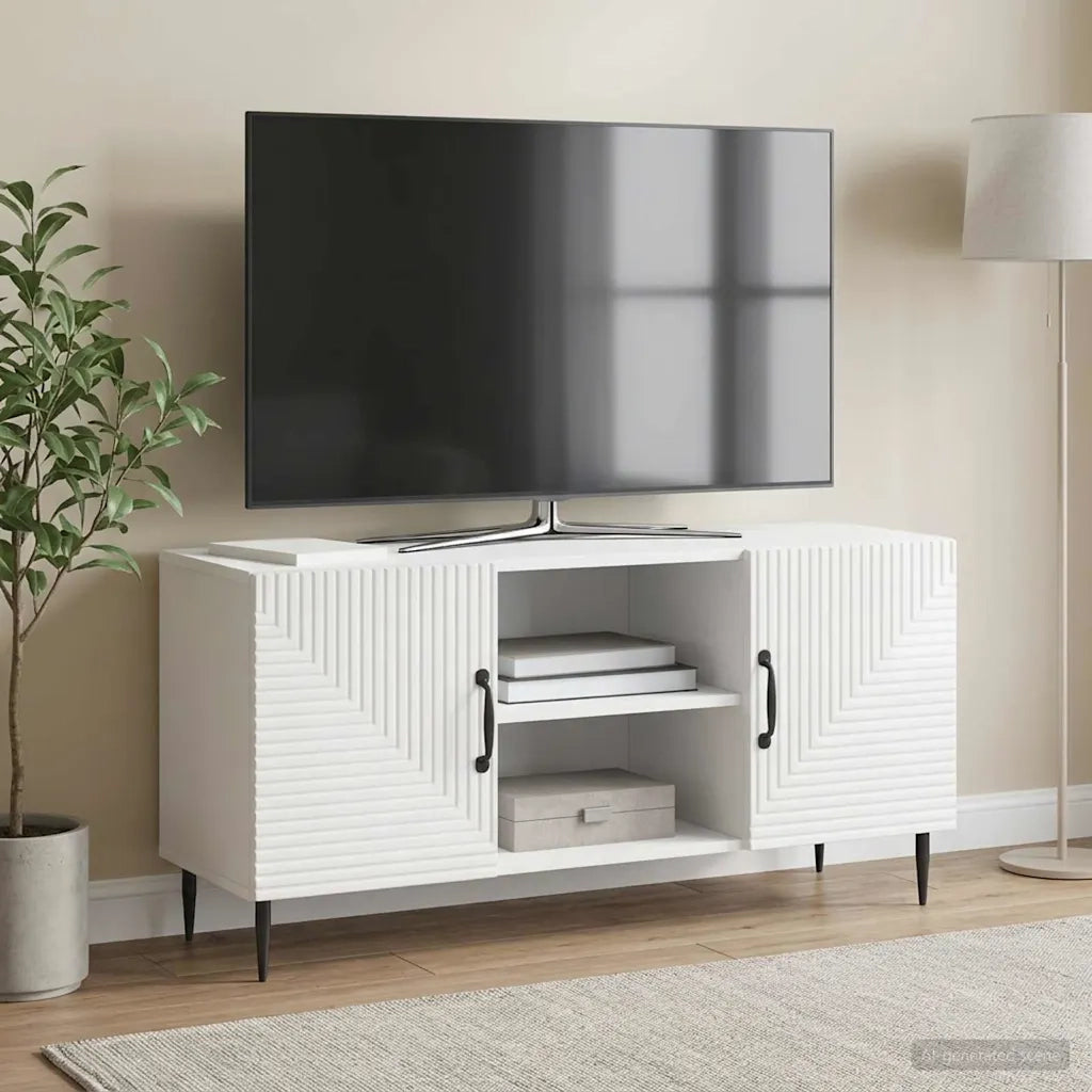 Mobile TV Bianco Lucido 102 x 34,5 x 50 cm Legno ingegnerizzato 894929