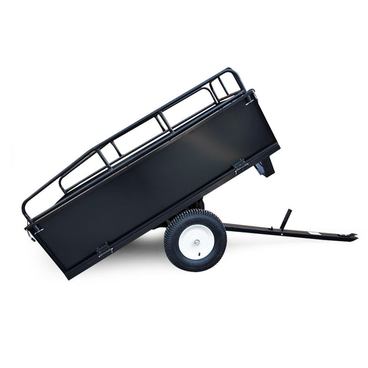 Rimorchio per trattorino tagliaerba, ribaltabile 200x78x94,5 cm, cassone con estensione tubolare