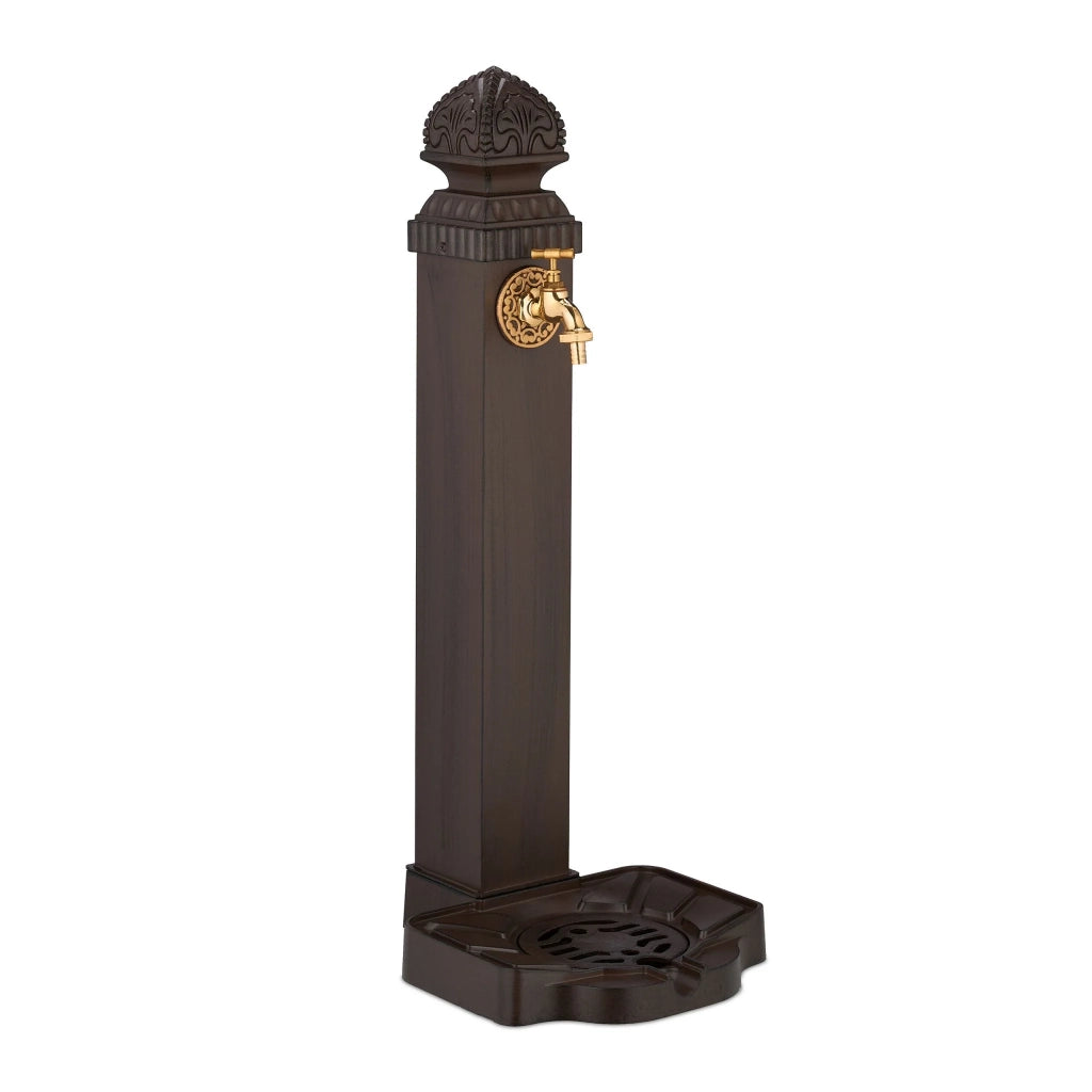 Fontana decorativa da giardino con rubinetto e vasca 90 x 40 x 40 cm stile nostalgico in metallo marrone 13_0017085