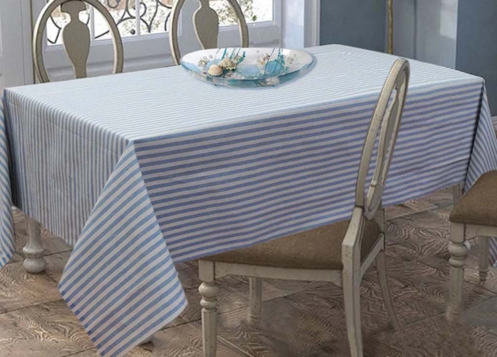 Tovaglia Per Salotto Cucina In Miros Misto Cotone Made In Italy Bastoncino RP - 140x240 - Azzurro