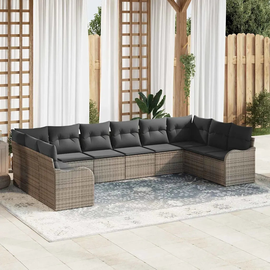 Set Divano da Giardino 10 pcs Grigio polyrattan 3354548
